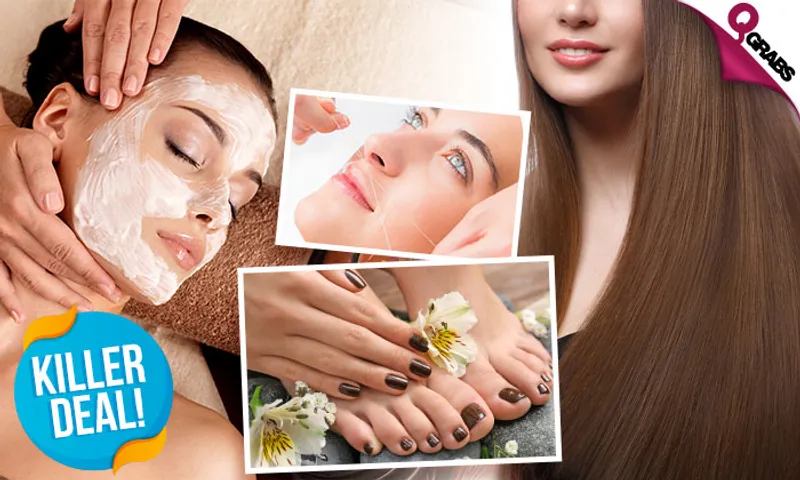 Killer Beauty Deal: Express Facial + Hair Mask with Normal Blow-
Dry + Threading + Massage + Mani-Pedi & More!